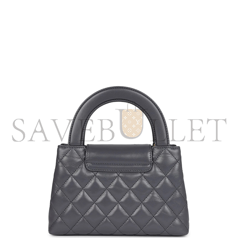 Ch*el grey quilted calfskin mini kelly brushed gold hardware as4416 (19*13*7cm)